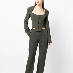 Dion Lee Arched wool blend olive green blazer size 6